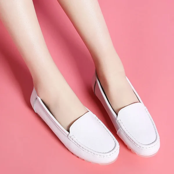 Women's Nurse Loafers Leather Wedge Soft Flat Breathable Nursing Shoes