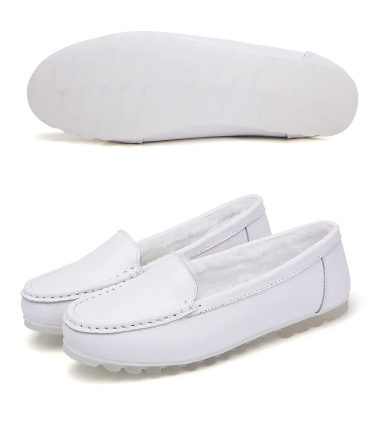 Women's Nurse Loafers Leather Wedge Soft Flat Breathable Nursing Shoes - Image 9