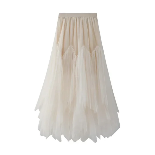 Alternative view of Women's Mid-length A-line Skirt Mesh Irregular Pleated Skirt