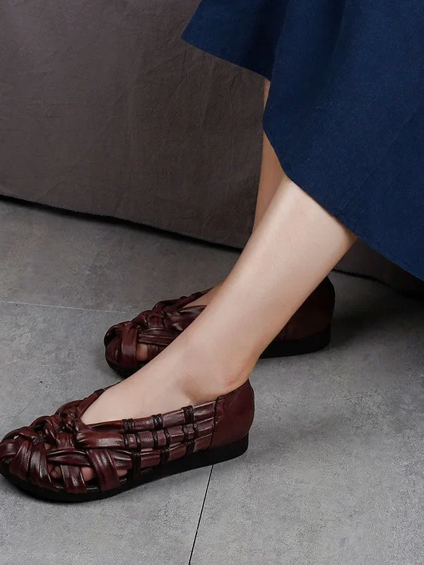 Alternative view of Women's Roman Sandals Leather Handwoven Vintage Flat Sandals