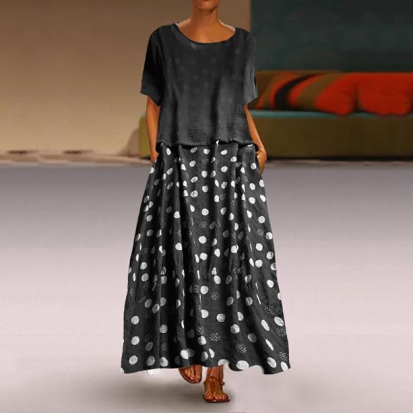 2 piece set women tops and dress suits Casual loose short sleeve t shirt Polka dots dress two piece set Summer 2019 tracksuit - Hplify