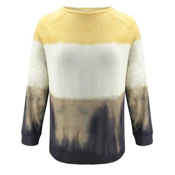 Fashion Women Tops and Shirt Long Sleeve Round Neck strioed Printed Patchwork Long Sleeve Women Tshirt Casual Fall Clothing - Hplify