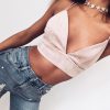Summer Bralette Crop Top Sexy Pink Strappy Suede Cami Camisole Casual Women Tops - Hplify