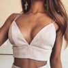 Summer Bralette Crop Top Sexy Pink Strappy Suede Cami Camisole Casual Women Tops - Hplify
