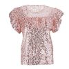 Summer Clothing Pink Casual Ruffled Beading Short Sleeve See Through Women Tops Summer Women Blouse and Tops Sexy Tops - Hplify