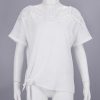 Summer Clothing White Casual Lace Patchwork Short Sleeve Lace Up Women Tops Summer Women Blouse and Tops Sexy Tops - Hplify