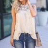 Summer Clothing Womens Tops and Blouses Sexy Tops Women Shirts Turtleneck  Lace Patchwork Sleeveless Women Blouse - Hplify
