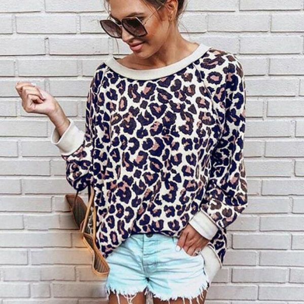 The Best 2019 Fashion Women Autumn Long Sleeve One Shoulder Top Leopard Tee Shirt Femme Ladies Tops Shirt Streetwear Online - Hplify