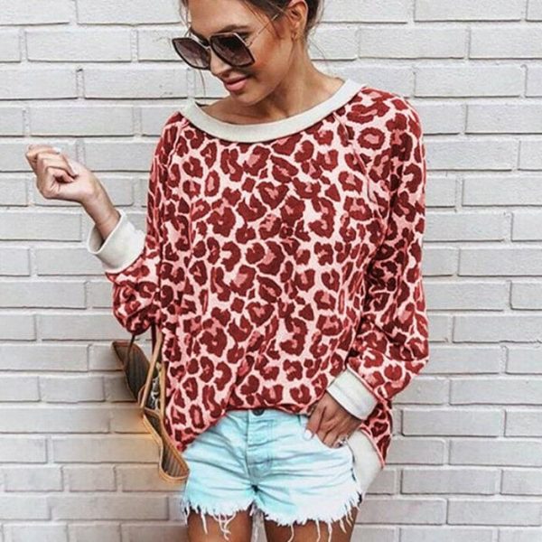 The Best 2019 Fashion Women Autumn Long Sleeve One Shoulder Top Leopard Tee Shirt Femme Ladies Tops Shirt Streetwear Online - Hplify