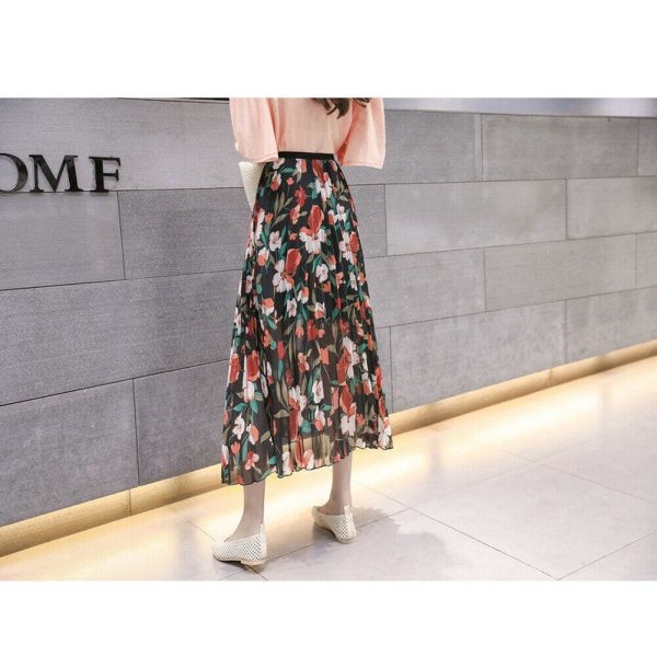 The Best 2019 Fashion Women Floral Pleated Boho Midi Skirt High Waist Ladies Casual Summer Party Cocktail Wrap Skirt Sundress Online - Hplify