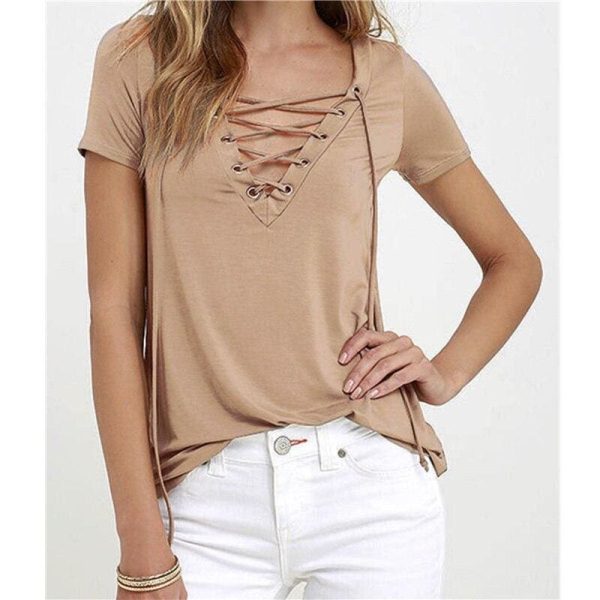 The Best 2019 Fashion Women Pullover T-Shirt Casual Summer Ladies Short Sleeve Solid Tops Shirt Outwear Women Clothes Online - Hplify