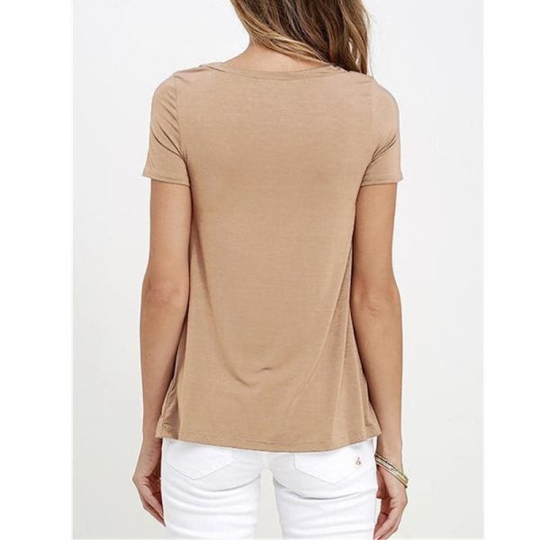 The Best 2019 Fashion Women Pullover T-Shirt Casual Summer Ladies Short Sleeve Solid Tops Shirt Outwear Women Clothes Online - Hplify