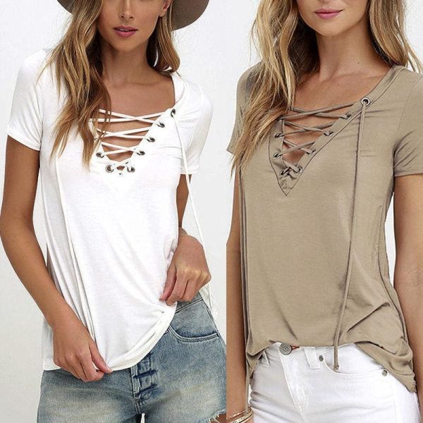 The Best 2019 Fashion Women Pullover T-Shirt Casual Summer Ladies Short Sleeve Solid Tops Shirt Outwear Women Clothes Online - Hplify