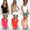 The Best 2019 Fashion Women Pullover T-Shirt Casual Summer Ladies Short Sleeve Solid Tops Shirt Outwear Women Clothes Online - Hplify