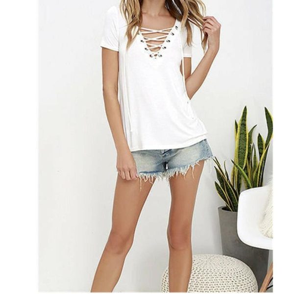 The Best 2019 Fashion Women Pullover T-Shirt Casual Summer Ladies Short Sleeve Solid Tops Shirt Outwear Women Clothes Online - Hplify