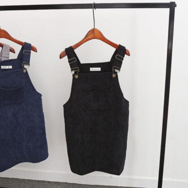 The Best 2019 Fashion Women Retro Corduroy Dress Summer Suspender Sundress Loose Vest Overall Dress Female Natural Casual Dresses Online - Hplify