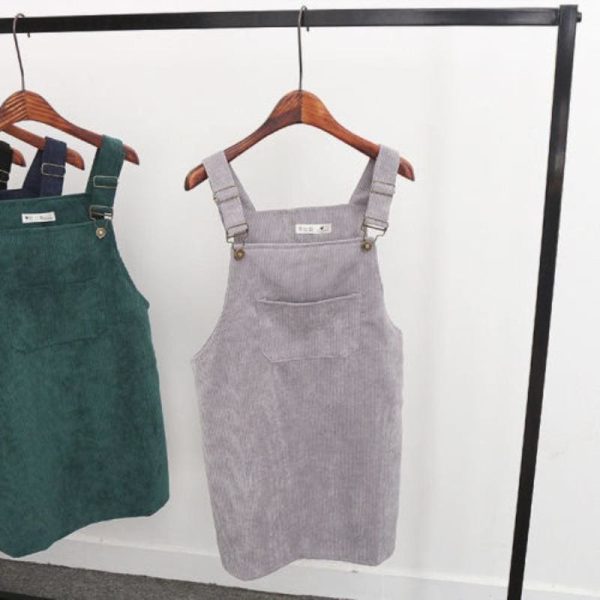 The Best 2019 Fashion Women Retro Corduroy Dress Summer Suspender Sundress Loose Vest Overall Dress Female Natural Casual Dresses Online - Hplify