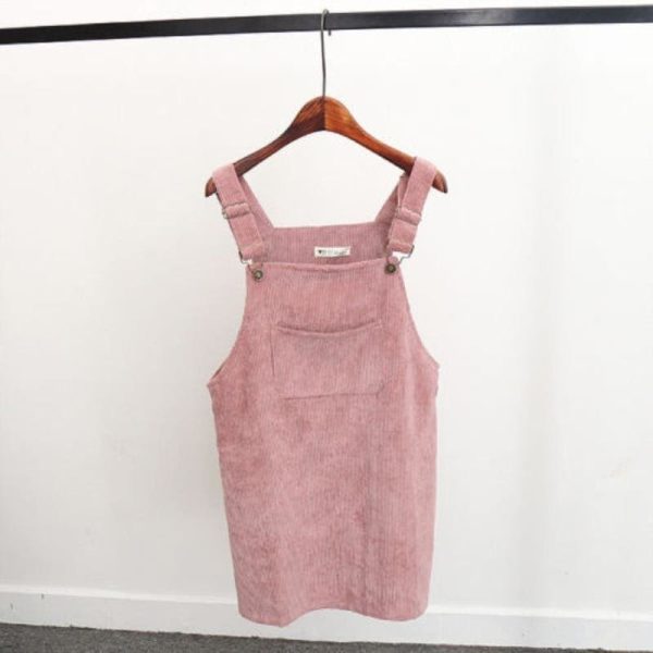 The Best 2019 Fashion Women Retro Corduroy Dress Summer Suspender Sundress Loose Vest Overall Dress Female Natural Casual Dresses Online - Hplify