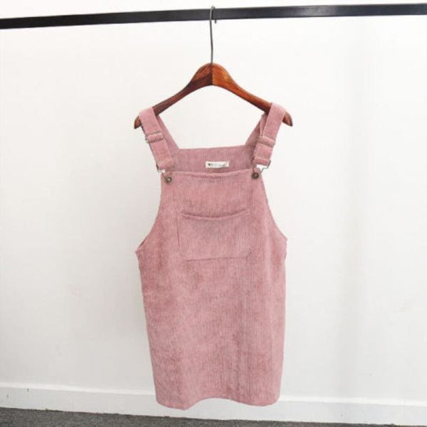 The Best 2019 Fashion Women Retro Corduroy Dress Summer Suspender Sundress Loose Vest Overall Dress Female Natural Casual Dresses Online - Hplify