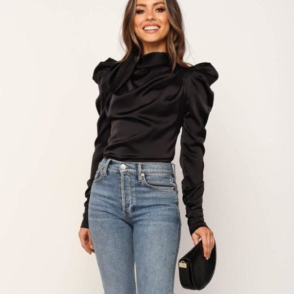 The Best 2019 Fashion Women Satin Blouses Bow Neck Long Sleeve Elegant Ladies Autumn Blouse Office Lady Shirts Female Blusas S-XL Online - Hplify