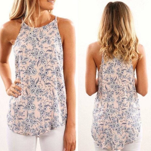 The Best 2019 Fashion Women Strappy Blouse Sleeveless Summer Ladies Casual Boho Floral Vest Shirt Tank Top Women Camisole Online - Hplify