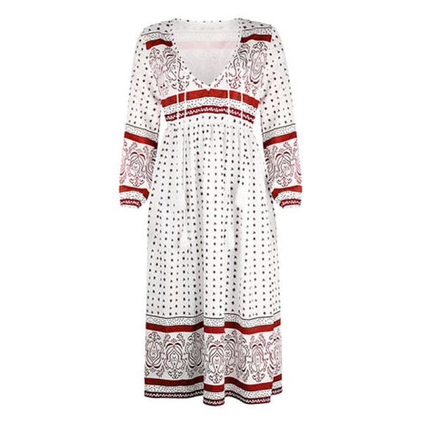 The Best 2019 Fashion Women Summer Boho Long Maxi Dress Ladies Casual Half Sleeve V neck Holiday Party Beach Dress Sundress Online - Hplify