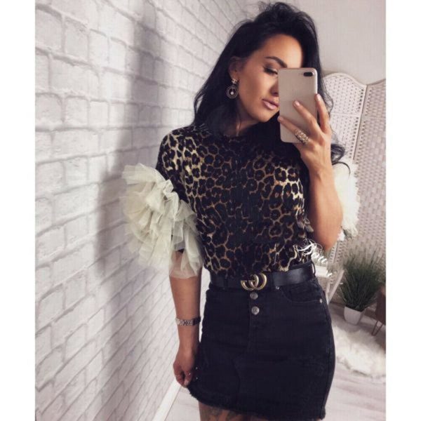 The Best 2019 Fashion Women Summer Ruffle Short Sleeve T Shirt Ladies Loose Casual Leopard Tops Shirt Holiday Outwear Streetwear Online - Hplify