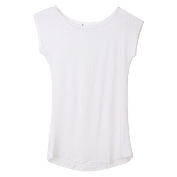 The Best 2019 Girls Women's Neck Sleeveless Long T-Shirts Modal Tops Basic Solid White Black Blue Gray Tee Shirt Hot Online - Hplify