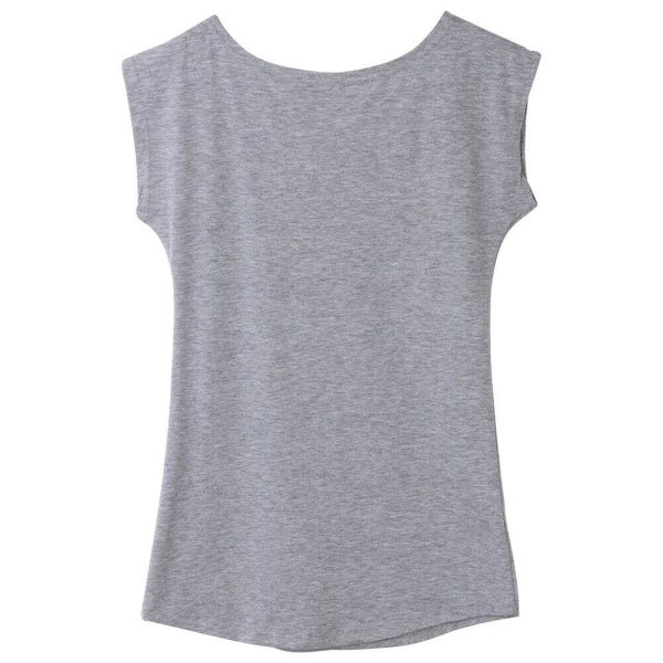 The Best 2019 Girls Women's Neck Sleeveless Long T-Shirts Modal Tops Basic Solid White Black Blue Gray Tee Shirt Hot Online - Hplify
