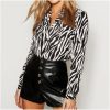 The Best 2019 New Fashion Women Casual Chiffon Tops Shirt Loose Long Sleeve V-Neck Shirt Leopard Print Casual Button Tops Tee Online - Hplify