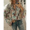 The Best 2019 New Hot Vintage Women Autumn Summer Boho Floral V-Neck Oversize Blouse Tops Plus Size S-XL Loose Ladies Shirts Online - Hplify