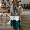 The Best 2019 New Summer Autumn Women Boho V-Neck Splice Long Party Maxi Dress Ladies Casual V neck Kaftan Beach Dress Sundress Online - Hplify