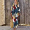 The Best 2019 New Women Boho Baggy Gypsy Kaftan Dress Holiday Loose Long Maxi Fashion Ladies V neck Beach Dress Sundress Online - Hplify