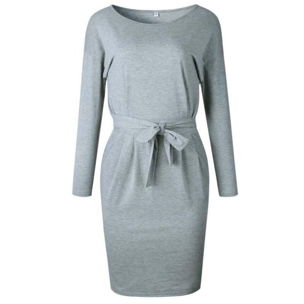 2020 Autumn Midi Party Dress Women Loose Plus Size Dress Female Sexy Casual Knee Length Long Sleeve Dress Ladies With Blet - Hplify