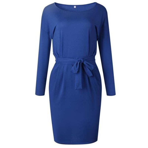 2020 Autumn Midi Party Dress Women Loose Plus Size Dress Female Sexy Casual Knee Length Long Sleeve Dress Ladies With Blet - Hplify