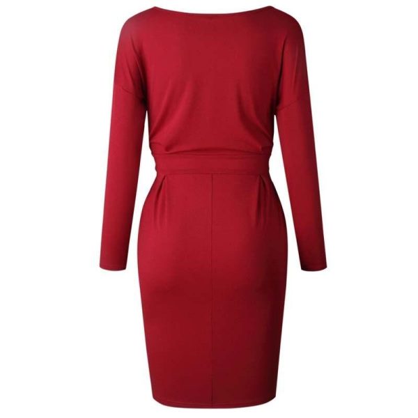 2020 Autumn Midi Party Dress Women Loose Plus Size Dress Female Sexy Casual Knee Length Long Sleeve Dress Ladies With Blet - Hplify