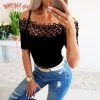 Fashion Sexy Off Shoulder Lace Hollow Out Short Sleeve Women Blouse Sexy Slash Neck Short Sleeve Women Tops and Shirt - Hplify