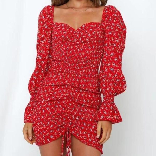 2020 Spring New Women Floral Print Sashes Shirt Dress Beach Women's Loose Short Boho Mini Dress Girls Party Solid Streetwear - Hplify