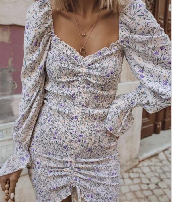 2020 Spring New Women Floral Print Sashes Shirt Dress Beach Women's Loose Short Boho Mini Dress Girls Party Solid Streetwear - Hplify