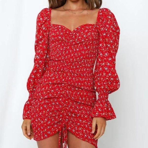 2020 Spring New Women Floral Print Sashes Shirt Dress Beach Women's Loose Short Boho Mini Dress Girls Party Solid Streetwear - Hplify