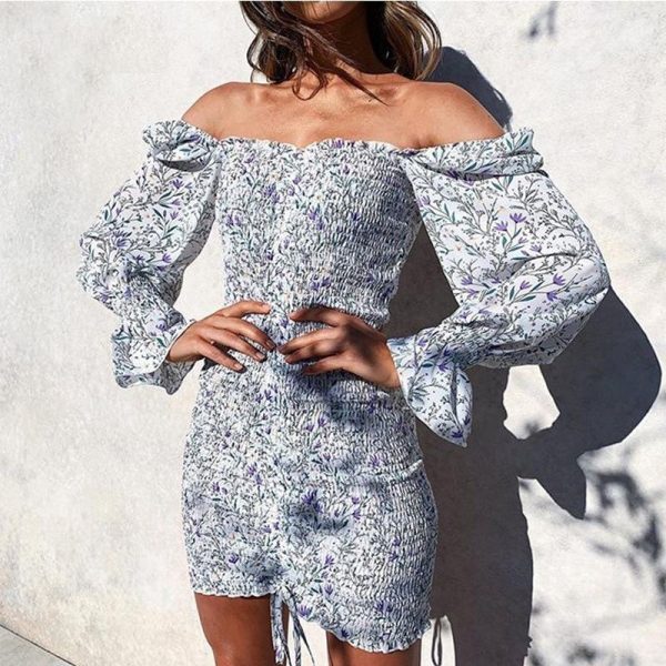 2020 Spring New Women Floral Print Sashes Shirt Dress Beach Women's Loose Short Boho Mini Dress Girls Party Solid Streetwear - Hplify