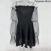 2021 Gothic Sexy Dress Vintage Off Shoulder Lantern Sleeve Mesh Patchwork Velvet Mini Dress Dark Street Black Dress for Female - Hplify