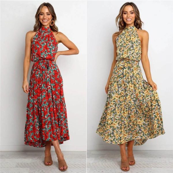Boho Women Long A-Line Off Shoulder Elegant Sash Maxi Dress Women - Hplify