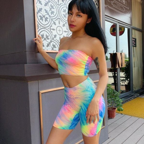 The Best 2PCS Sexy Women Sports Romper Crop Top + Shorts Jumpsuit Club Summer Bodycon Casual Running Gym Outfits Clothes Set Online - Hplify