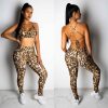 The Best 2PCS Women Sexy Leopard Sport Suit Backless Vest Bra Tops + Stretchy Legging Pants Leopard Tracksuit Hot Online - Hplify