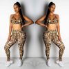 The Best 2PCS Women Sexy Leopard Sport Suit Backless Vest Bra Tops + Stretchy Legging Pants Leopard Tracksuit Hot Online - Hplify