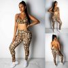 The Best 2PCS Women Sexy Leopard Sport Suit Backless Vest Bra Tops + Stretchy Legging Pants Leopard Tracksuit Hot Online - Hplify
