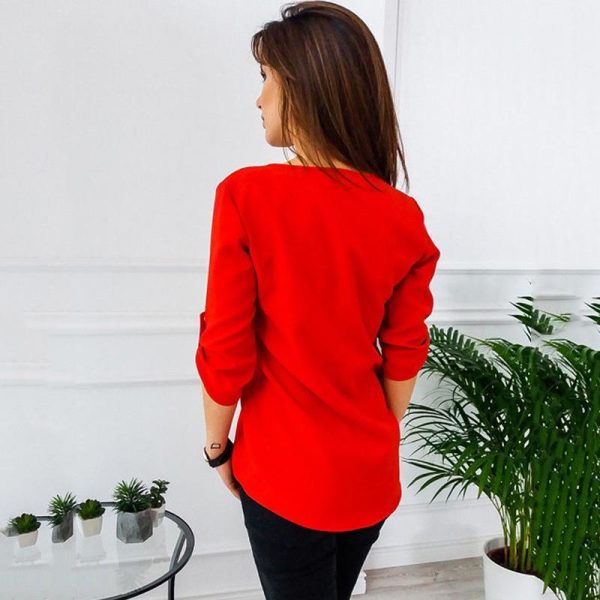 3/4 Sleeve sexy v neck blouse shirts for women Summer fashion blouses Elegant office lades top shirts Casual solid blusas - Hplify