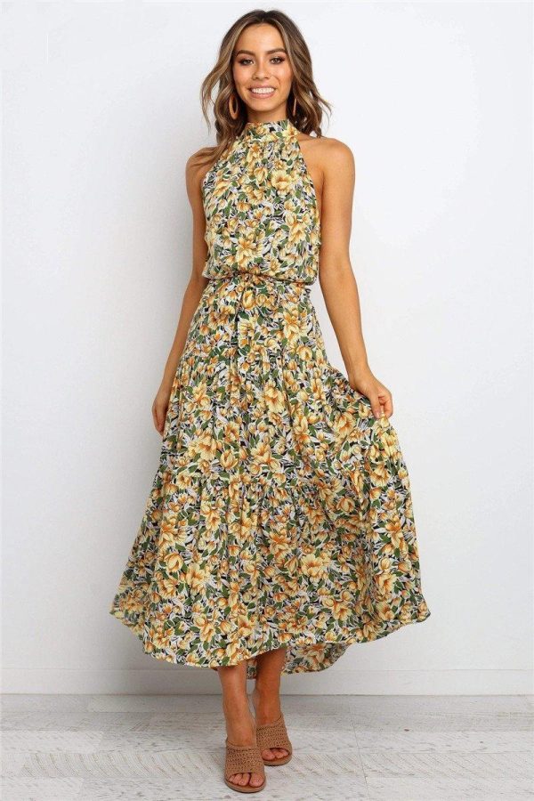 Boho Women Long A-Line Off Shoulder Elegant Sash Maxi Dress Women - Hplify