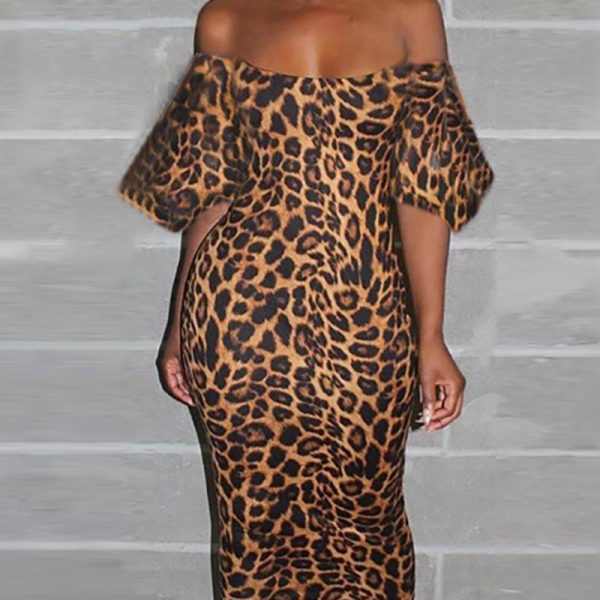 3xl Plus Size Off Shoulder Leopard Print Dress - Hplify